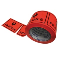Printed Label Tape 'Fragile' Fluro Orange.