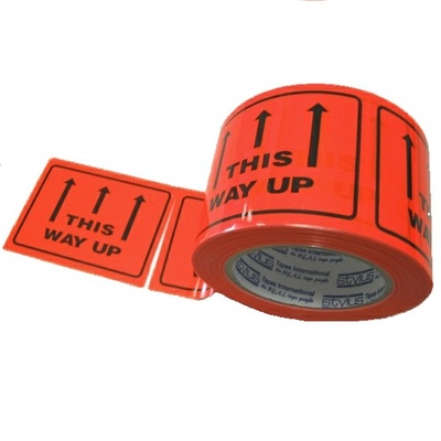 Printed Label Tape 'This Way Up'    Fluro Orange.